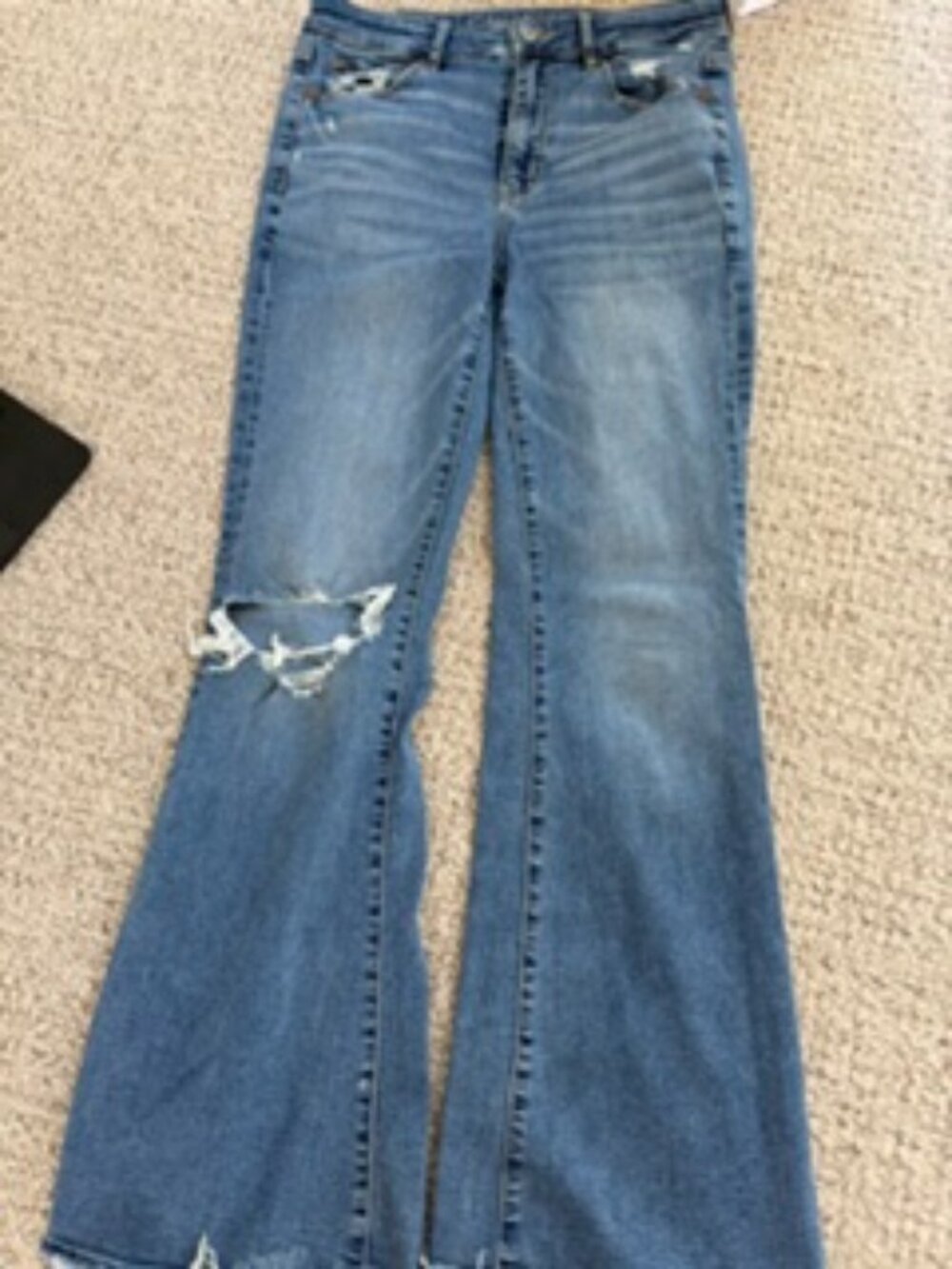 American Eagle Distressed Flare Blue Jeans